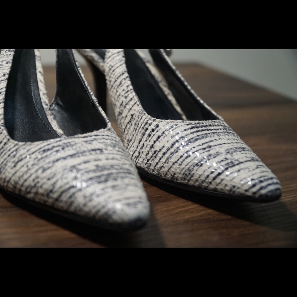 BLack and white Calvin Klein pointed heels